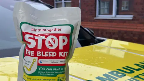 A bleed-control kit in plastic packaging.