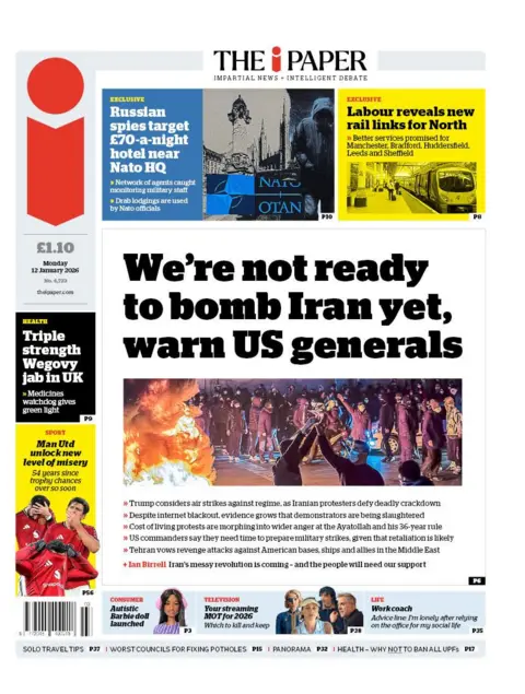  "We're not ready to bomb Iran yet, warn US generals."