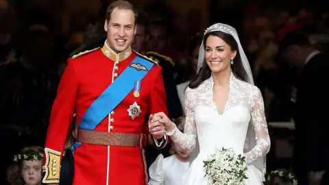 Getty Images Catherine and William pictured on their wedding day.