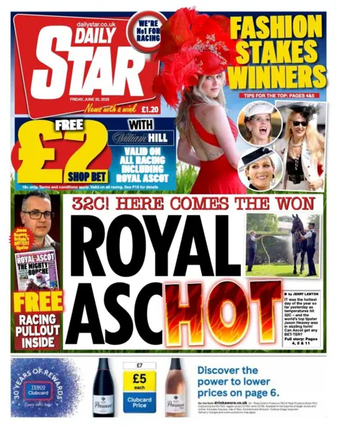 The headline on the front page of the Daily Star reads: "Royal AscHot!"