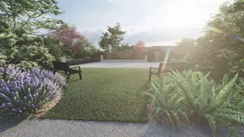 Leicestershire Police An artists' impression of the completed memorial, bathed in sunshine