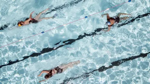 PA Media Library image of lane swimmers in a lido