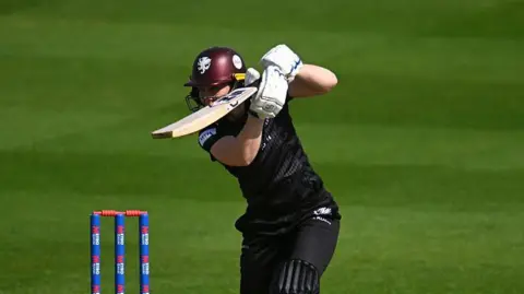 Somerset Women's Heather Knight in action, playing a cover drive.