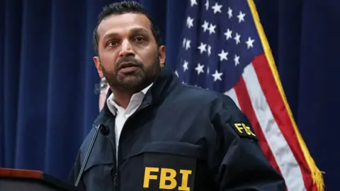 AFP via Getty Images FBI director Kash Patel speaks at press conference announcing arrests