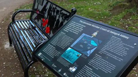 Delapre Abbey Memorial board and bench