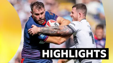 St Helens' Alex Walmsley fends off Hull FC's Cade Cust