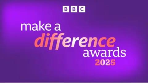 A BBC make a difference awards 2025 banner with a purple backing and white and orange lettering