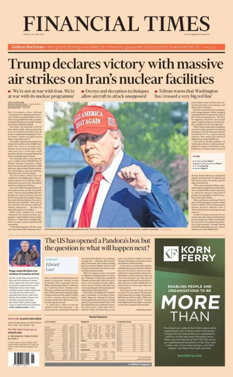  "Trump declares victory with massive air strikes on Iran's nuclear facilities"