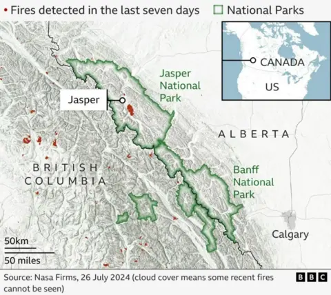 Nasa/ BBC A graphic of the area