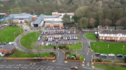 Ariel shot of West Lane Hospital, since re-named Acklam Road Hospital.