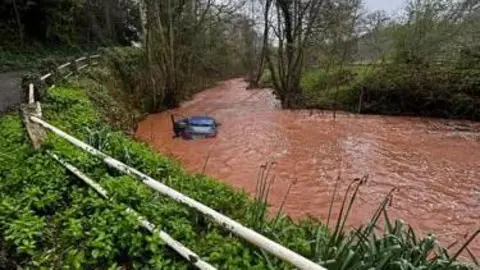 The fire service shared the picture of the stuck car 