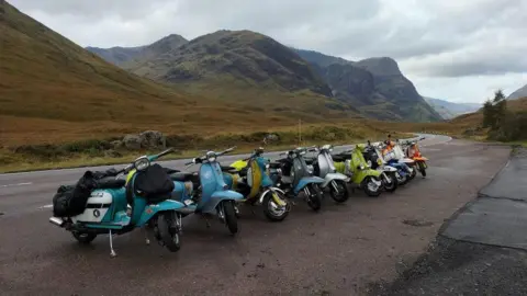 Lambretta Club Scotland A row of Lambretta scooters used by the Lambretta Club Scotland