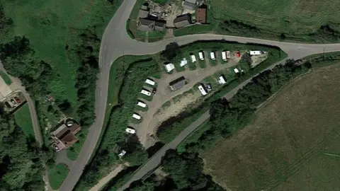 Aerial view of caravan park