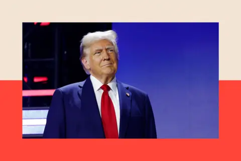 Getty Images Donald Trump in a blue suit and red tie