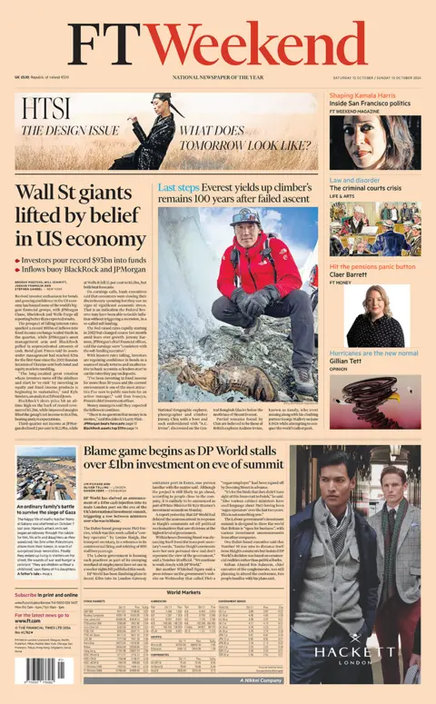 The FT Weekend front page with headline: 