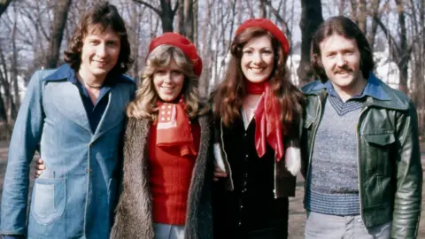 Getty Images Brotherhood of Man members Lee Sheridan, Sandra Stevens, Nicky Stevens, and Martin Lee, circa 1976