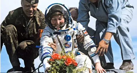 Ria Novosti/Science Photo Library Helen Sharman successful  a spacesuit successful  1991