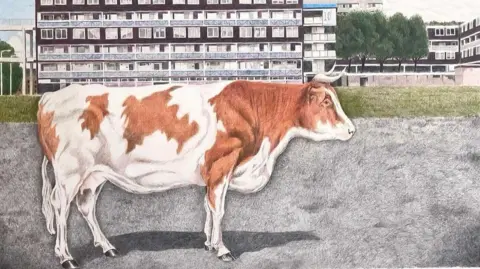 City of Wolverhampton Council A cow on a housing estate as part of the Drawing Places exhibition 