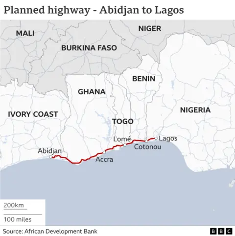 A map of the proposed highway