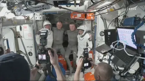 Nasa astronauts Suni Williams and Butch Wilmore pose for photos at International Space Station (ISS)