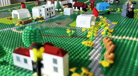 Lego model of Thriplow village 