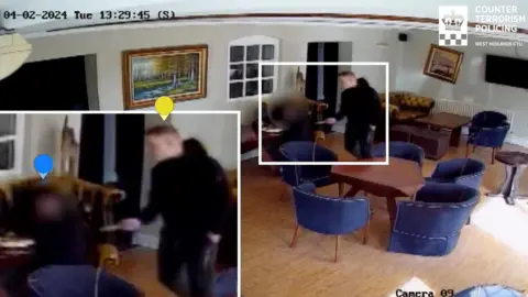 West Midlands CTU/PA Media Callum Ulysses Parslow standing up in a room near tables and chairs just before he attacked an asylum seeker