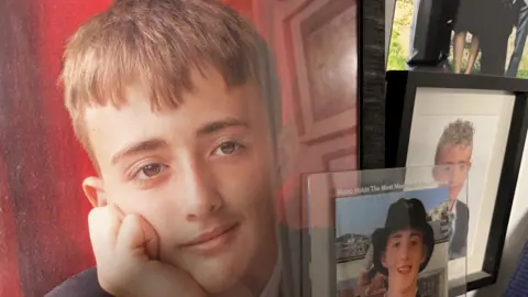 Family photographs of Harry Parker at different ages.