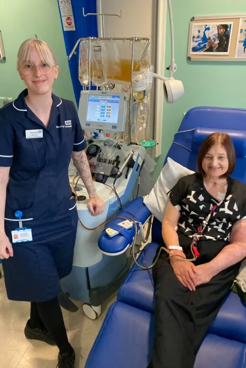 NHS Tanya Shepherd, with nurse Katie White, of the NHS Therapeutic Apheresis Services team