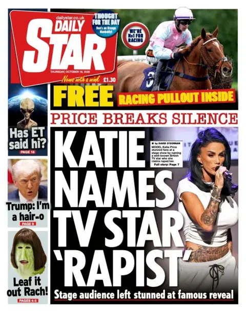  "Katie names TV star 'rapist'".