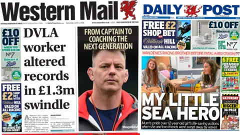 Front pages of the Western Mail and Daily Post in a collage