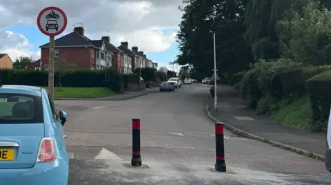 BBC Bollards in place as part of the Exeter Low Traffic Neighbourhood scheme