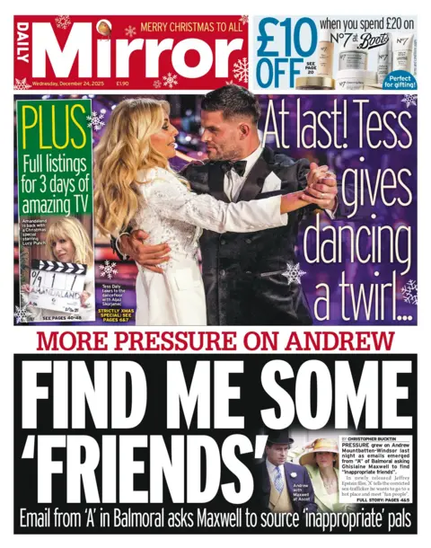  Find me some 'friends'" reads the headline on the front page of the Daily Mirror.