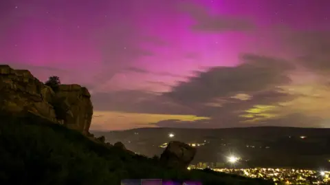 Weather Watchers/Julie Wilkinson The Northern Lights turn the skies above Ilkley purple and green