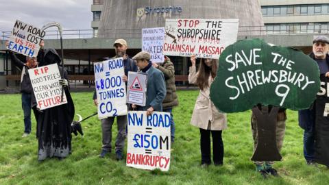 Protestors in Shrewsbury