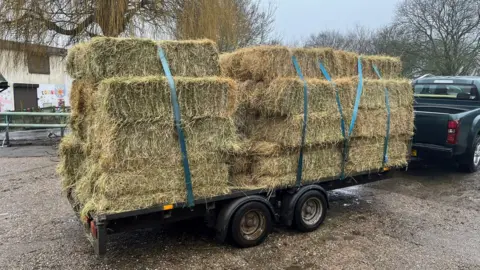 Gorse Hill City Farm A trailer of hay being donated to the Gorse Hill City Farm.
