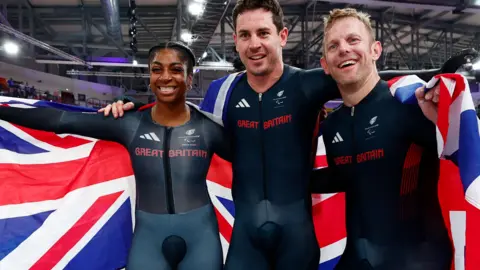 (left to right) Kadeena Cox, Jaco van Gass and Jody Cundy