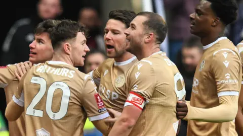 Bromley celebrate scoring against Newcastle in the FA Cup