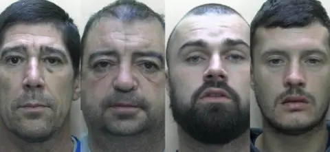 National Crime Agency Mugshots of each man from left to right: Michael Kelly, Jon Williams, Jake Marchant and Patrick Godfrey