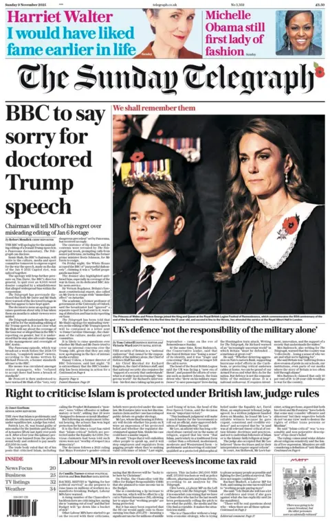 “BBC to say sorry for doctored Trump speech”.