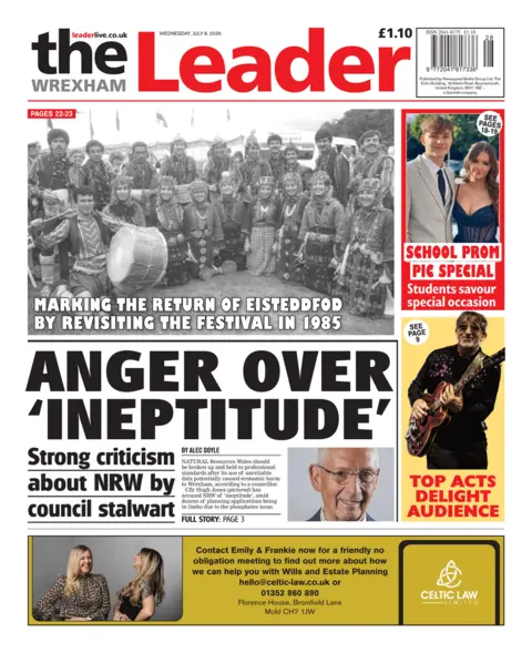 Wrexham Leader Wrexham Leader front page: Anger over 'ineptitude'