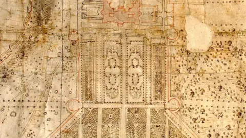 Blenheim Palace The original plans for the parterre at Blenheim.