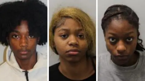 Met Police Three mug shots of teenagers with Bingam wearing a white hoodie, Campos-Jorge wearing a black top and Bradshaw-McKoy wearing grey crewneck.