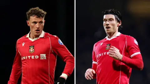 Wrexham duo Nathan Broadhead (left) and Kieffer Moore (right)