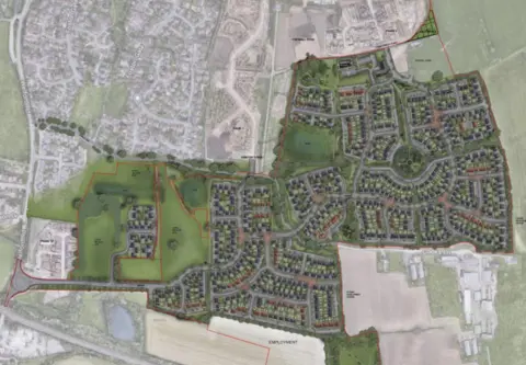 Oadby and Wigston Borough Council Map of the proposed site, taken from the council's publicly-available documents on the plans