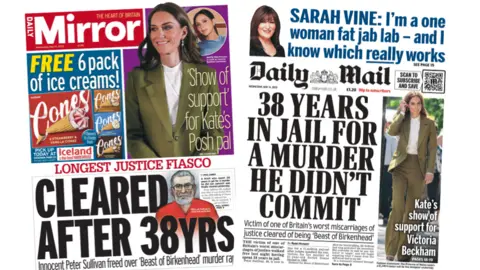 The front pages of the Daily Mirror and the Daily Mail