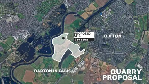 An overview map showing an outline of the proposed site on a map of Nottinghamshire.