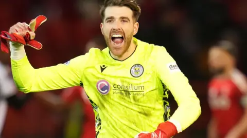 Zach Hemming celebrates with St Mirren