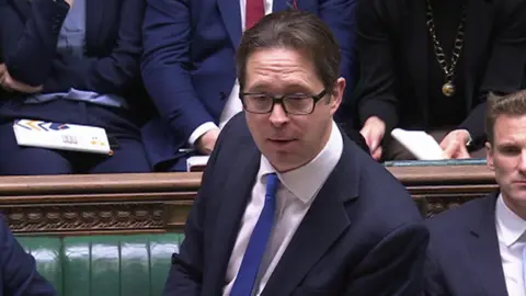 UK Parliament Alex Burghart speaking in the House of Commons during Prime Minister's Questions