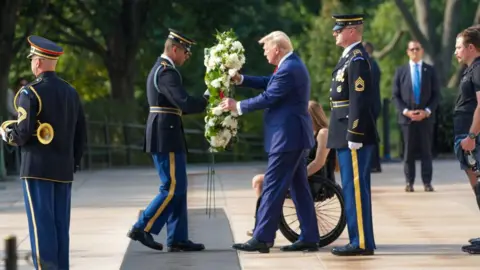 Getty Images Trump lays a wreath at Arlington National Cemetery 