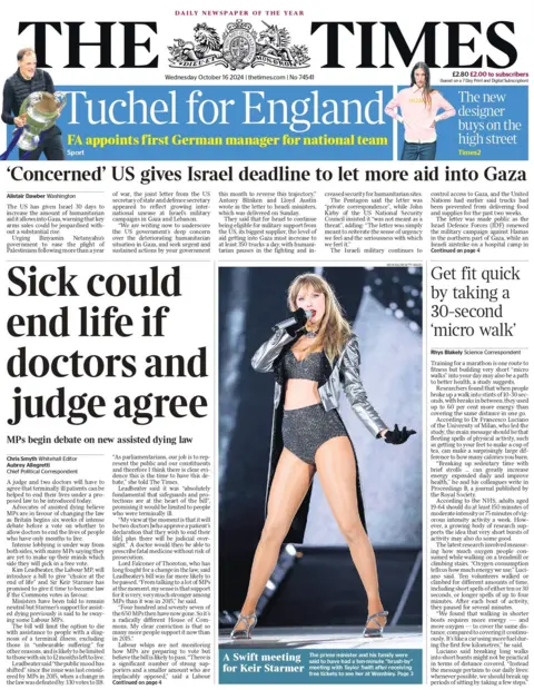 The Times The Times has a picture of Taylor Swift on the front with the headline 